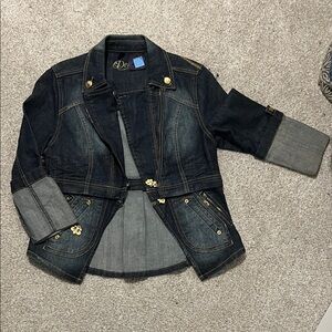 Dereon Dark Blue Jean Jacket with Gold Accents